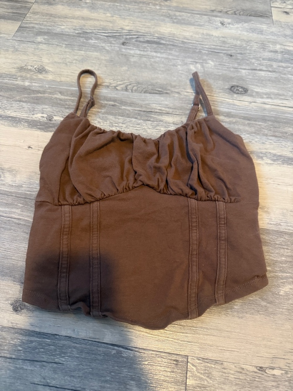 Hollister Brown Ruched Bust Spaghetti Strap Crop Camisole